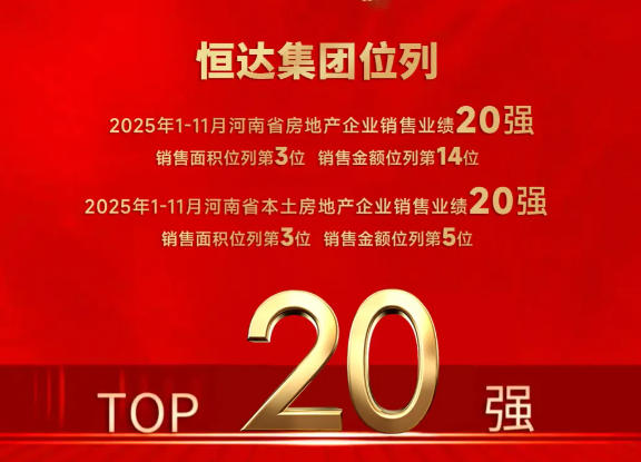 恒达集团位列2025年1-11月河南省房地产企业销售业绩20强